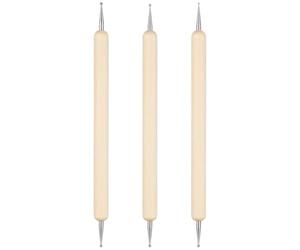 Veemoon Juego 3 Herramientas para Esculpir Arcilla Mango de Madera y Punta Esférica de Acero Inoxidable, Estiletes de Bola Doble y Simple Modelado en Cerámica, Manualidades y Arte