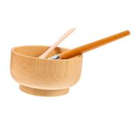 Veemoon Juego 3 Piezas Cuenco Para Mascarillas Facial Madera Natural Espátula y Cepillo Práctico Diy Cuidado Personal Uso Diario