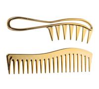 Veemoon Juego De 2 Peines De Dientes Anchos Eléctricos Peines Para Hombres Dorados Para Peinar Cabello Aceite Herramienta Profesional Para Estilismo y Cuidado Diario