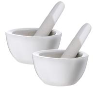 Veemoon Juego de 2 Piezas de Mortero y Mano de Porcelana de Color Claro para Moler Suplementos y Pastillas Diseño Redondo y Elegante para Utensilios de Cocina