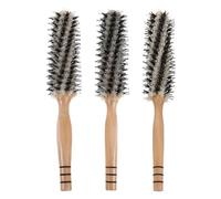 Veemoon Juego de 3 Cepillos Redondos para Rizar con Cerdas de Jabalí Cepillo de Pelo Redondo Pequeño con Mango de Madera para Cabello Corto y Grueso Adecuado para Peinado Diario