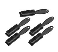 Veemoon Juego de 5 Cepillos para Barba con Mango Largo Negro, Brochas de Afeitar y Peine para Bigote, Herramientas de Limpieza y Peinado para Cuidado Diario y Viaje, Accesorio Esencial