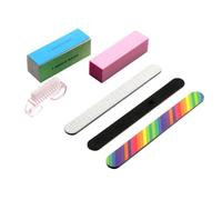 Veemoon Juego de 6 Herramientas para Forma y Pulir Uñas 3 Limas Dobles, Bloque de Pulido y Cepillo, Kit de Manicura para Uñas Naturales y Postizas en Casa