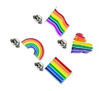 Veemoon Juego de 8 Broches en Forma de Corazón Diseño de Bandera Arcoíris, Coloridos, Esmalte Goteo de Aceite, 8 Piezas para Ropa y Accesorios, Insignias Lésbicas y Gay, Ideales