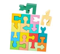 Veemoon Juego de Bloques de Madera Apilables, Rompecabezas de Formas 16 Piezas de Colores, Juguete Educativo de Aprendizaje Temprano para Desarrollo Creativo y Percepción Visual