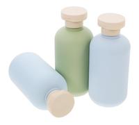 Veemoon Juego de Botellas de Viaje Rellenables y Flexibles para Champú y Loción, Plástico sin Fugas 200 Ml, Pack de 3 Unidades Diseño Tonos Neutros y Avellana, Adecuado Higiene Personal en Viajes