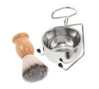 Veemoon Juego de Brochas de Afeitar para Hombre 2 Piezas Cuenco de Acero Inoxidable Brocha de Nylon Mango Ergonómico Kit de Cuidado Personal Hombre Baño