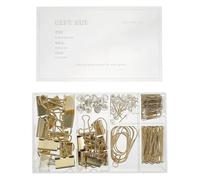 Veemoon Juego de Clips de Carpeta y Chinchetas Doradas para Oficina y Escuela, Set Práctico de Clips para Papel y Marcapáginas, Accesorios de Papelería para Despacho y Material Escolar, 1