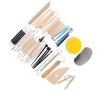 Veemoon Juego de Herramientas para Moldear Arcilla 43 Piezas Mango de Madera y Acero Inoxidable, Kit de Modelado Cerámico para Escultura y Bricolaje, Portátil para Arte en Cerámica