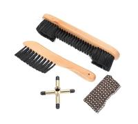 Veemoon Juego de Limpieza para Mesa de Billar Cepillos de Madera y Tela, Estante Metálico para Tacos, Kit de Accesorios para Mantenimiento y Limpieza de Mesa de Billar, 3 Piezas