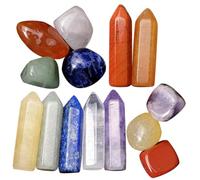 Veemoon Juego de Piedra de Cristal Natural Columna para Decoración de Mesa Adorno de Cristal Transparente Set de Exhibición de Cristales para Meditación y Obsequio