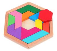 Veemoon Juego de Rompecabezas Educativo de Madera, Tangram Hexagonal de Madera de Haya Colorida, Bloques de Construcción DIY para Estimular el Aprendizaje Temprano Coordinación