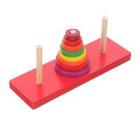 Veemoon Juego de Torre del Anillo de Madera Multicolor, Juguete Educativo de Apilamiento, Reconocimiento de Colores y Tamaños, Desarrollo de Habilidades Motoras y Lógicas, 1 Set
