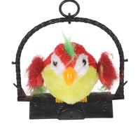 Veemoon Juguete Educativo Loro Parlante Rojo sin Batería Función de Grabación y Movimiento de Alas y Cabeza, Decoración Colgante para Mayores de 4 Años, Juguete de Aprendizaje Temprano