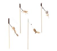 Veemoon Juguetes Interactivos para Gatos 4 Piezas con Varilla de Madera Antideslizante, Colgante de Peluche con Cascabel, Juguetes para Gatitos y Suministros para Varios Estilos