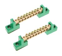 Veemoon Kit 2 Piezas Barra Colectora de Tierra Cobre 6x9 Cm 8 Orificios Verde para Bloques de Distribución Eléctrica, Varillas de Puesta a Tierra, Bloque Terminal Conexión Eléctrica