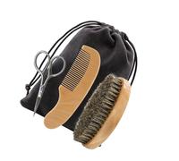 Veemoon Kit Cuidado Barba para Hombres Tijeras, Peine y Cepillo de Madera Profesional Que No Daña la Piel, Incluye Bolsa de Tela