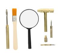 Veemoon Kit de Herramientas para Excavación de Dinosaurios. Juego de Herramientas de Excavación Arqueológica de Metal con Martillo de Metal, Cincel, Cepillo de Madera Y Lupa para Excavar Fósiles,