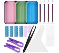 Veemoon Kit de Herramientas para Pintura de Diamantes Accesorios Completos para Arte de Diamantes con Bandejas de Almacenamiento y Embudos de Plástico para Manualidades y Clasificación de