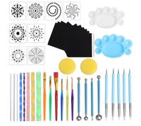 Veemoon Kit de Herramientas sin Bordes para Punteado de Mandalas 47 Piezas Material Acrílico y Esponja y Fácil de Limpiar para Manualidades y Escultura en Arcilla