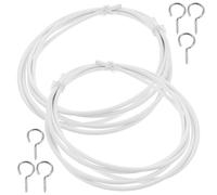 Veemoon Kit para Colgar Cortinas Cable de Resorte Plastificado 2 M 4 Cáncamos Forma de Ojo de Cerradura y 4 Ganchos Forma de Signo de Interrogación Multiusos para Ventanas Panorámicas y