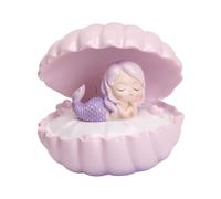 Veemoon Lámpara de Noche Forma de Sirena Pequeña de Resina Rosada y Púrpura Luz Nocturna Decorativa Artesanal para Dormitorio y Sala de Estar Pieza Única