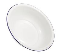 Veemoon Lavabo de Esmalte Blanco Vintage de 34 Cm para Remojar Pies, Cuenco Grande Multifuncional para Baño de Pies, Lavado Facial y Lavandería, Accesorio Práctico para Cuidado Personal