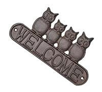 Veemoon Letrero Colgante de Puerta de Hierro Fundido Búho Decorativo para Exteriores, Cartel de Bienvenida Vintage Adecuado para Jardín, Porche y Entrada