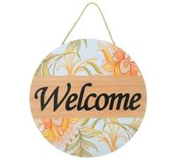 Veemoon Letrero Redondo de Madera Colgante para Puerta de Entrada, Cartel de Bienvenida Rústico Decorativo, Adorno para Hogar Interior y Exterior, Decoración Natural para Porche