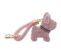 Veemoon Llavero para Bolso Colgante de Pitbull y Gemas, Accesorio Rosa Artesanal, Decoración Elegante y Multifunción, Obsequio Adecuado para Todas las Edades