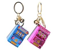 Veemoon Llavero Suerte Mini 2 Piezas Diseño de Máquina Tragamonedas, Colores Azul y Rosa, Juego Arcade Portátil para Recuerdos y Regalos de Fiesta Infantil