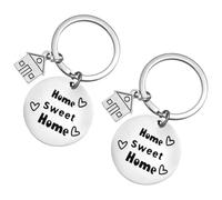 Veemoon Llaveros de Acero Inoxidable para Estreno de Casa, 2 Piezas, Llavero Colgante Metálico Pequeño para Hogar y Decoración Clave, Obsequio de Inauguración Práctico y Ligero