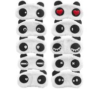 Veemoon Máscara para Dormir de Panda Diseño Adorable y Creativo, 10 Piezas de Felpa y Algodón Banda Elástica, Adecuado para Descansar y Volar Cómodamente