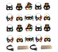 Veemoon Máscaras para Rascar DIY de Halloween 28 Piezas, Papel para Manualidades Infantiles, Decoración de Fiesta, Máscara de Animal, Suministros Creativos para Disfraces