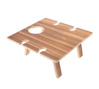Veemoon Mesa Portátil De Vino De Madera Plegable 30x24 Cm para Picnic y Jardín Mesa Outdoor con Botellero y Soporte para Copas Compacta para Vino Al Aire Libre