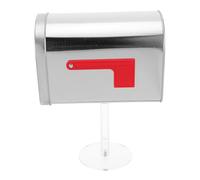 Veemoon Mini Buzón Metálico con Soporte Plateado Tamaño Mini para Decoración Exterior Buzón de Sugerencias Resistente Intemperie Adecuado para Jardín Manualidades y Uso Doméstico