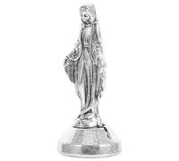 Veemoon Mini Estatua Madre María Miniatura 2x2x4.8 Cm, Escultura Católica de Resina en Acabado Antiguo Plateado, Figura Religiosa para Adorno del Hogar y Altar, Símbolo de Devoción