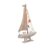 Veemoon Miniatura de Barco de Vela de Madera Vintage Ornamento Artesanal Detallado para Decoración Marítima Mediterránea Espacios Pequeños