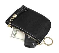 Veemoon Monedero de Cuero Genuino EY Accesorio Hola con Billetera Vaca Monedero para Mujer pequeña Bolsa para Llavero Mini Llavero Linda Bolsa de Monedas Piel Genuina Black