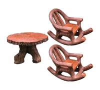 Veemoon Muebles de Jardín en Miniatura de Resina, Mesa de Café Pequeña Redonda y Mini Silla Ligera, Resistente a Deformaciones para Decoración de Paisajes y Accesorios de Casas de Muñecas