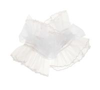 Veemoon Muñequeras de Encaje Blancas con Lazo Grande Mangas Cortas de Tul sin Dedos para Mujer Puños Desmontables Estilo Steampunk Accesorio Elegante para Bodas Fiestas y Bailes