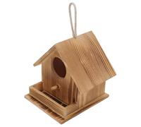 Veemoon Nido de Pájaro de Madera para Exteriores de Pino Quemado 17,5x18,2x17,2 Cm, Casa Colgante para Colibríes y Aves Pequeñas, Caja Nido Rústica para Jardín y Anidación al Aire Libre