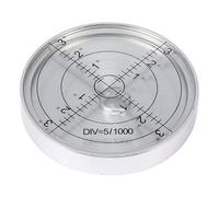 Veemoon Nivel de Burbuja Circular Pequeño de 60X10 MM Nivel Horizontal Metálico Líquido Blanco y Carcasa Plateada Herramienta de Medición Portátil para Exteriores y Topografía