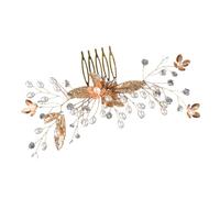 Veemoon Nupcial de Cristal Dorada Accesorio para Novia con Rhinestones Brillantes Tocado Artesanal Cómodo para Bodas y Damas de Honor