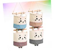 Veemoon Organizador Colgante De Pared De Lino y Algodón - 4 Piezas - Bolsa De Almacenamiento Multifuncional para Dormitorio y Baño Ideal para Puertas y Pequeños