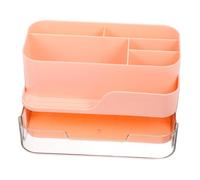 Veemoon Organizador de Maquillaje con Cajón y Compartimentos para Escritorio Caja de Almacenaje Multifuncional para Cosméticos Organizador Pequeño y Resistente Rosa