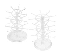 Veemoon Organizador Giratorio de Joyas 3 Niveles 2 Unidades Expositor Transparente para Pendientes Collares y Pulseras Soporte Rotatorio 360° Multifuncional para Almacenamiento Tocador