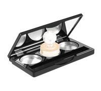 Veemoon Paleta De Sombras De Ojos Vacía Con 3 Bandejas De Aluminio Redondas, Tamaño Compacto Rectangular, Color Negro Mate, Para Mujer, Caja De Maquillaje Con Espejo Adecuado Para Viajes y Uso Diario