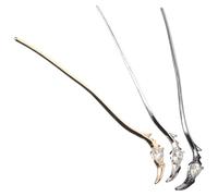 Veemoon Palitos Cabello Largos de Metal en 3 Piezas, Horquillas Chinas Estilo Dragón en Colores Dorado, Plateado y Negro, Accesorios Cabello de Mujer, Ideales para Peinados Tradicionales