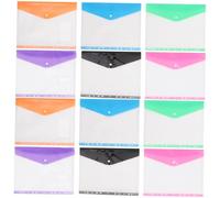Veemoon Papelera A4 Transparente 12 Bolsas de Plástico Cierre a Presión Organizadores de Resistentes para Oficina y Escuela Compatible Material PP